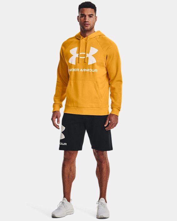 Sweat à capuche UA Rival Fleece Big Logo pour homme, Yellow, pdpMainDesktop image number 2